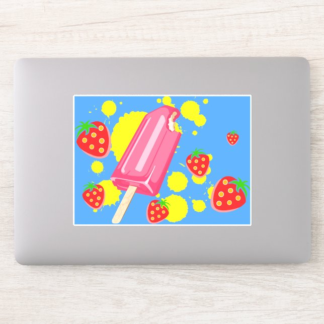 Fun Pink Popsicle and Strawberries Illustration (Computer)