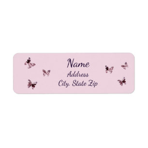 Fun Pink Purple Satin Butterflies Pattern Address