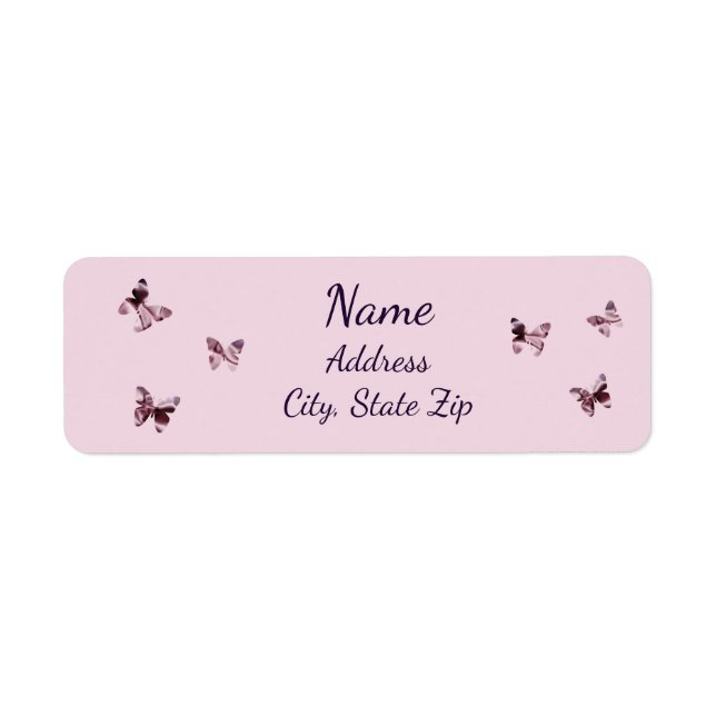 Fun Pink Purple Satin Butterflies Pattern Address (Front)