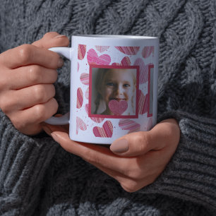 Fun Pink & Red Heart & Photo Coffee Mug