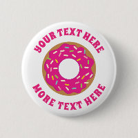 Fun pink sprinkles doughnut Birthday party buttons