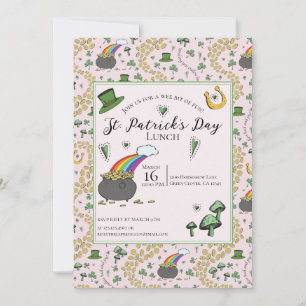 Fun Pink St Patricks Day Irish Blessings Lunch Invitation