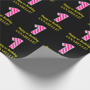 Fun Pink Stripes "1"; Happy 1st Birthday; Name Wrapping Paper