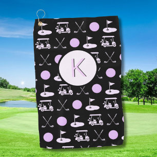 Fun Pink Stylish Golf Design and Custom Monogram  Towel