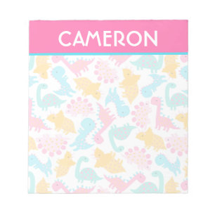 Fun Pink & Teal Dinosaur Pattern Notepad