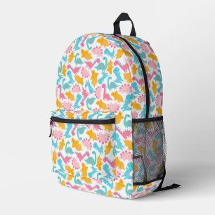 Fun Pink & Teal Dinosaur Pattern Printed Backpack
