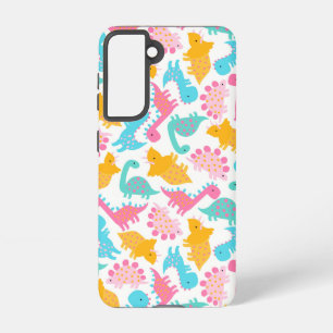 Fun Pink & Teal Dinosaur Pattern Samsung Galaxy Case