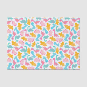 Fun Pink & Teal Dinosaur Pattern Tissue Paper