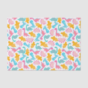 Fun Pink & Teal Dinosaur Pattern Tissue Paper