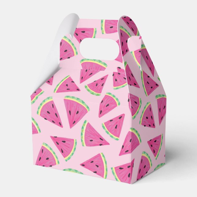 Fun Pink Tropical Summer Watermelon pattern Favour Box (Front Side)