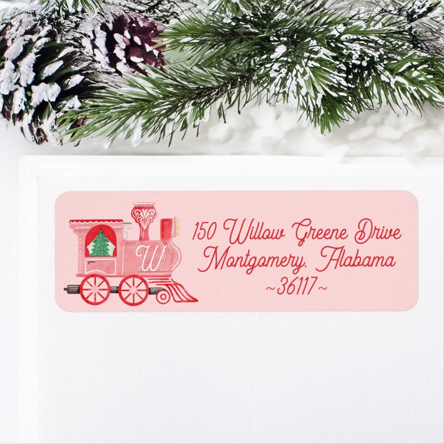 Fun Pink Vintage Train Christmas Tree Delivery (Fun Pink Vintage Train Christmas Tree Delivery Pink Label)