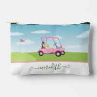 Fun Pink Watercolor Golf Cart  Personalised Name