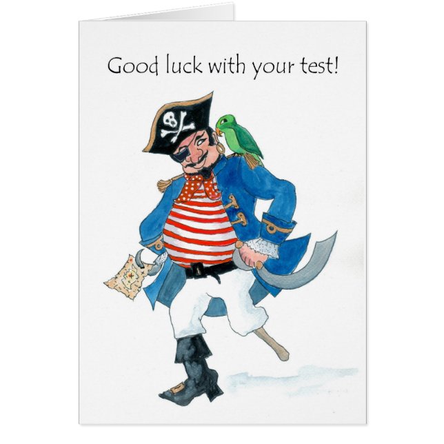 Fun Pirate and Parrot Good Luck with Test (Front)