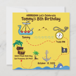Fun Pirate Party Yellow Blue Treasure Map