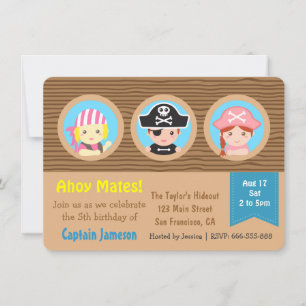 Fun Pirates Theme Birthday Party Invitation