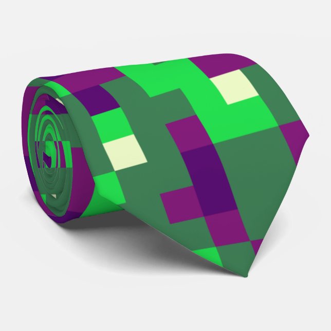 fun pixel pattern colours neck tie (Rolled)