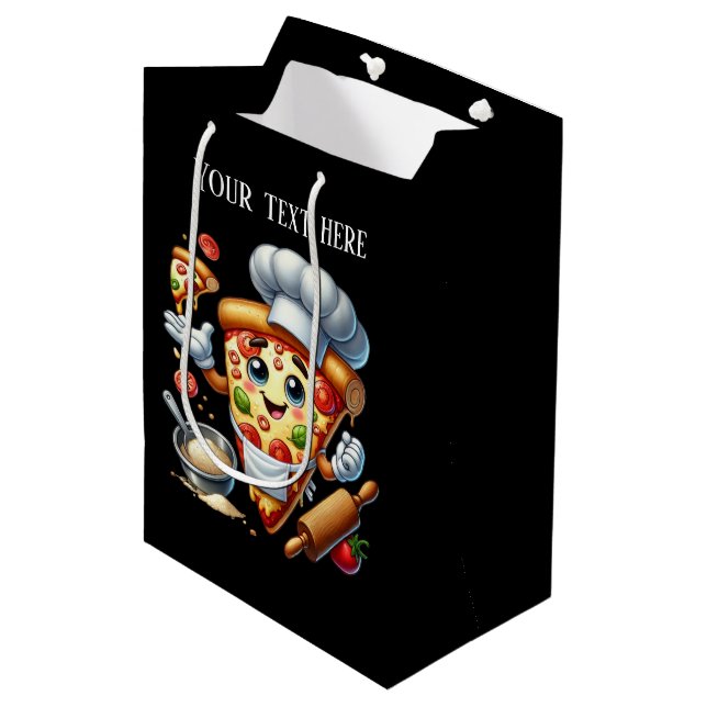 Fun pizza baking party customizable  medium gift bag (Front Angled)