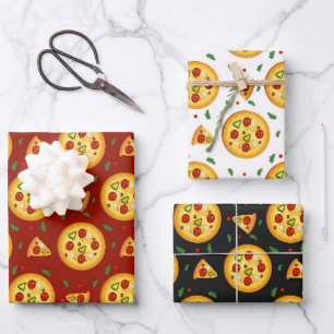 fun pizza food pattern wrapping paper sheet
