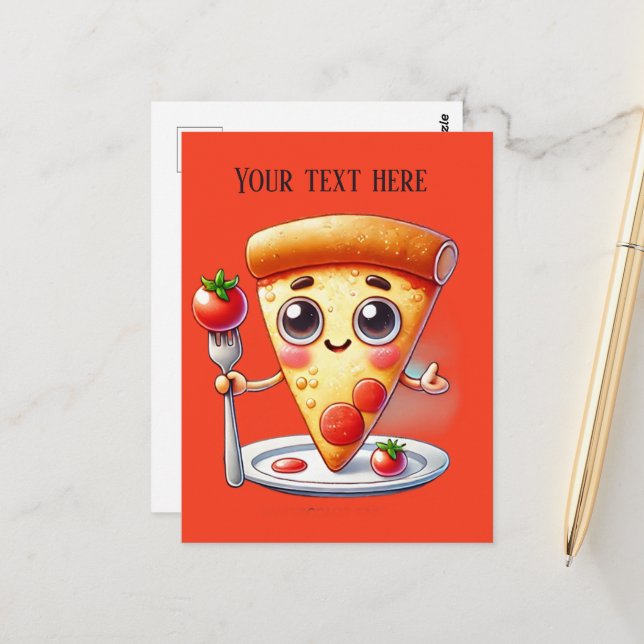 Fun pizza lovers add text  postcard (Front/Back In Situ)