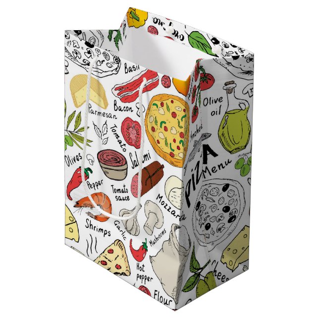 Fun pizza party pattern  medium gift bag (Front Angled)