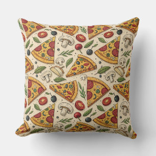 Fun Pizza Party Pepperoni Pizza Lover Food Pattern Cushion