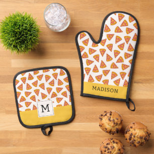 Fun Pizza Slice Pattern Oven Mitt & Pot Holder Set