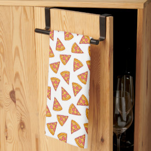 Fun Pizza Slice Pattern Tea Towel