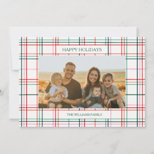 Fun plaid pattern kids one photo Holiday card