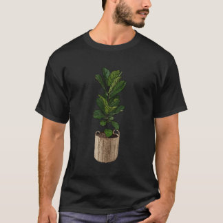 Fun Plant Mum Fiddle Leaf Fig In Wicker Basket T-Shirt