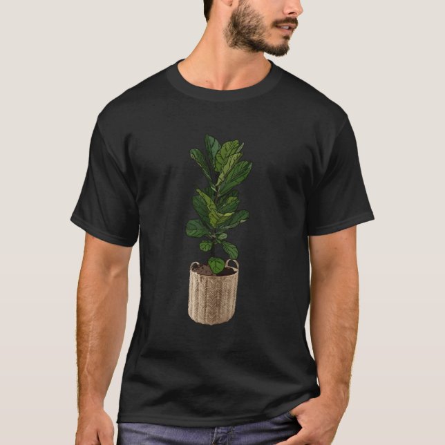Fun Plant Mum Fiddle Leaf Fig In Wicker Basket T-Shirt (Front)