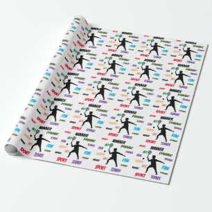 Fun player tennis wrapping paper