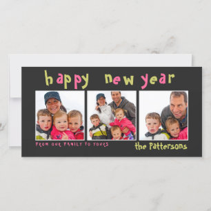 Fun & Playful Happy New Year 3 Photo Card