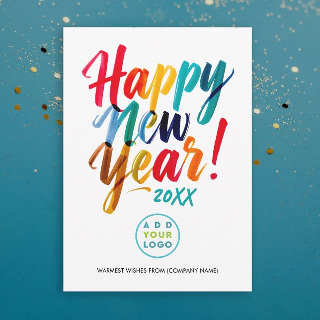 Fun Playful New Year Colourful Typo Business Logo Holiday Card (Creator Uploaded)
