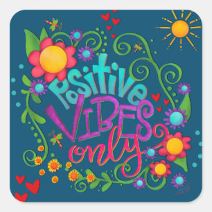 Fun & Playful Positive Vibes Teacher Classroom  Square Sticker
