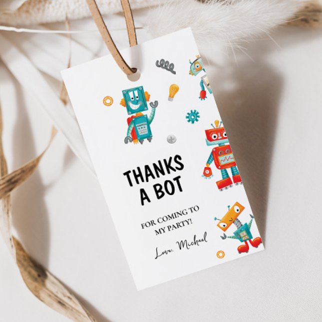Fun Playful Robots Birthday Gift Tag (Creator Uploaded)