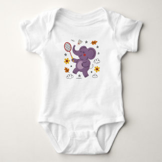 Fun playing baby elephant bodysuit