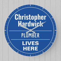 Fun Plumber Wall Plaque Style Large Clock