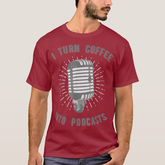 Fun Podcasting  Coffee Broadcasting Podcast Tee (Front)