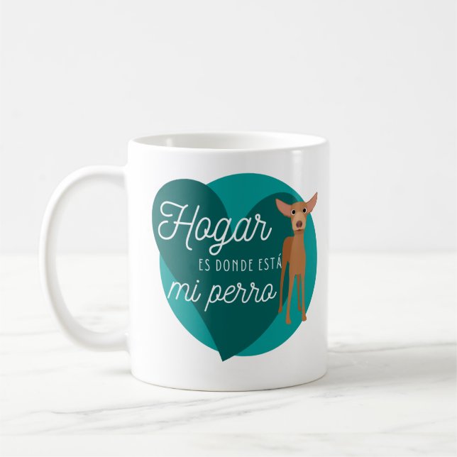 Fun Podenco Dog Cartoon Slogan Coffee Mug (Left)