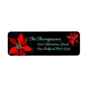Fun Poinsettia Retro Holiday Address Label