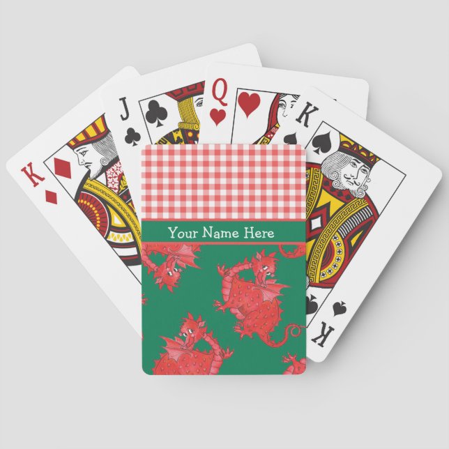 Fun Poker Cards to Personalize: Cute Red Dragon (Back)