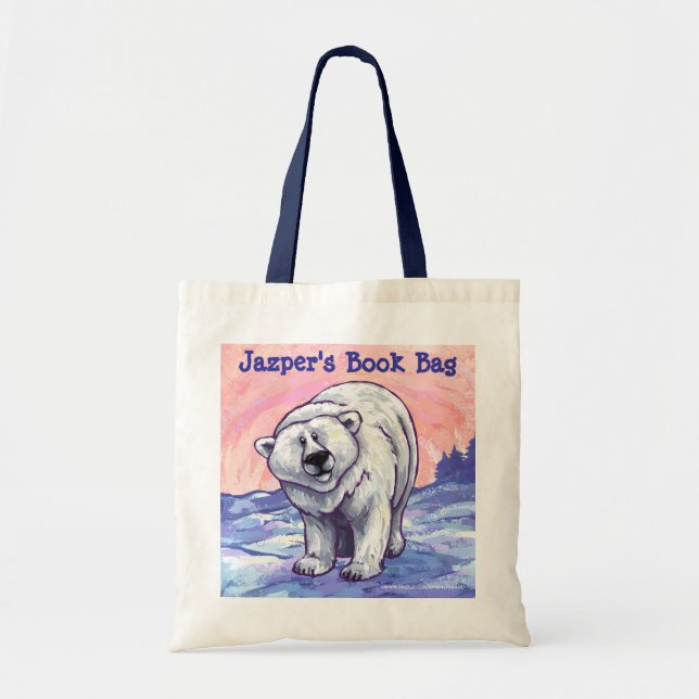 Fun Polar Bear Personalised Book Bag (Front)