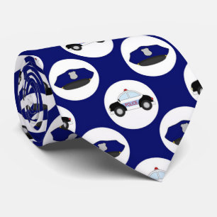 Fun Police car and hat pattern tie