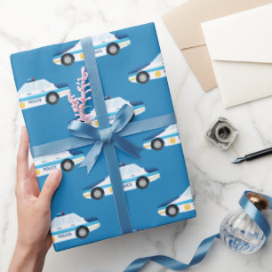 Fun police car tiled pattern party wrap wrapping paper