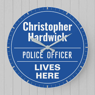 Fun Police Officer Wall Plaque Style Large Clock