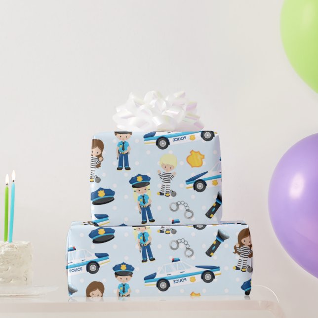 Fun Police pattern Party wrapping paper (Party Gifts)