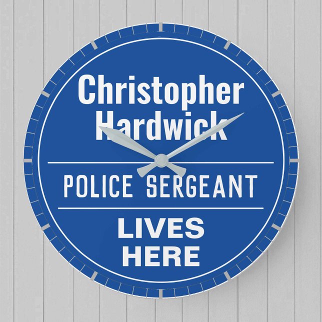 Fun Police Sergeant Wall Plaque Style Large Clock (Creator Uploaded)