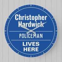 Fun Policeman Wall Plaque Style Large Clock