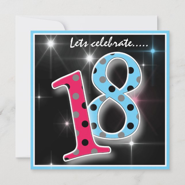 Fun Polka Dot 18th Birthday Party Invitation (Front)