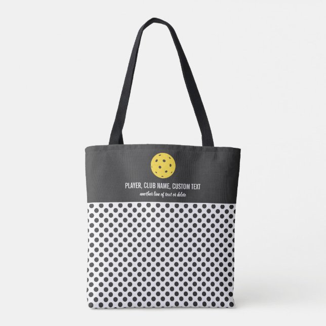 Fun Polka Dot Print Custom Pickleball Paddle Tote Bag (Back)